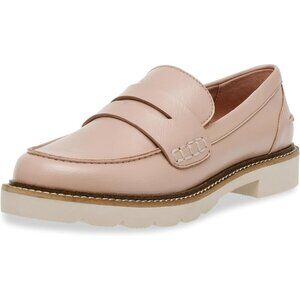 Anne Klein Womens Blush Rubber Low Chunky Heel Rounded Toe Emmylou Loafer Flat
